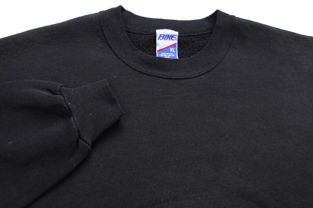 90s USA製 BIKE 無地 スウェット 黒 フェード XL☆ブランク