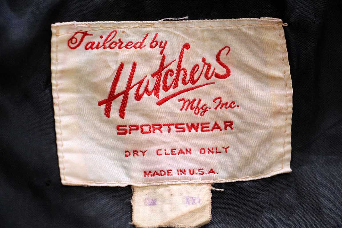 70s USA製 Hatchers レタードパッチ付き メルトン ウール 袖革
