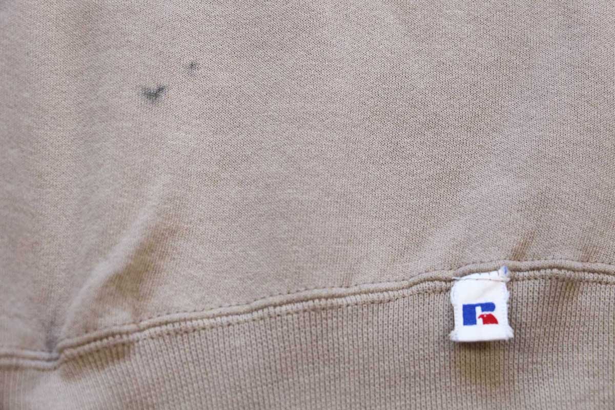 90s USA製 RUSSELLラッセル 無地 前V スウェット ブラウンベージュ L