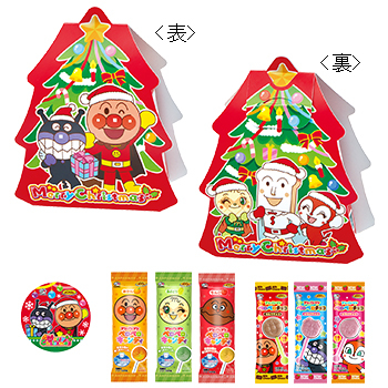 不二家「アンパンマン」クリスマスギフト2023、巾着袋・クリスマス