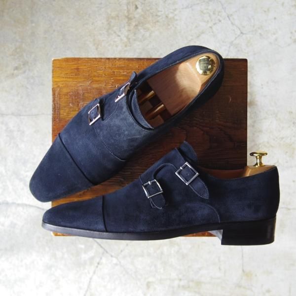 極上☆(伊)サントーニ SIZE 7.5【伊勢丹取扱い☆ネイビー色/ダブル