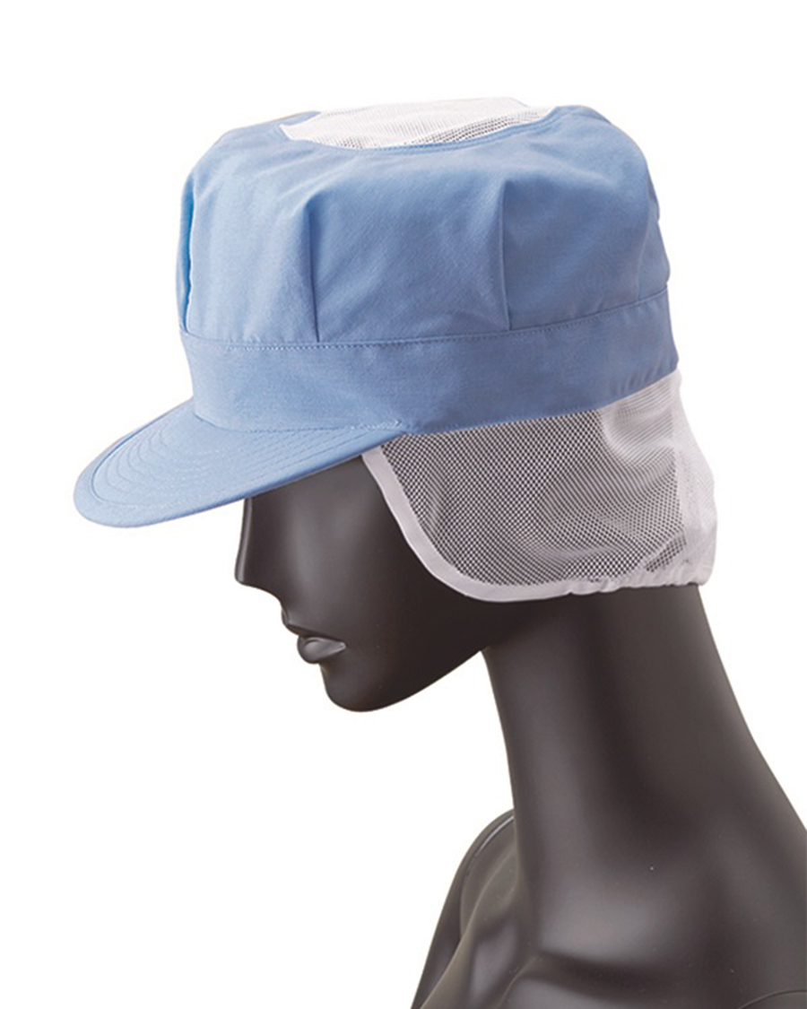 ユニベルV3】常温作業向け 八角帽子(メッシュケープ付き