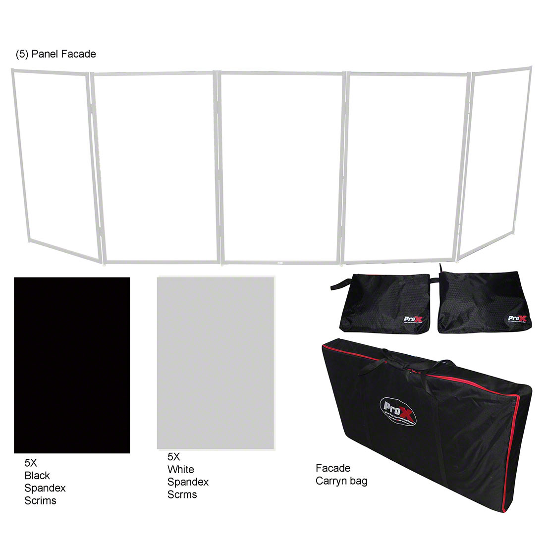 ProX 5 Panel Quick-Release DJ Facade Kit Silver XF-5X3048S | StageDrop