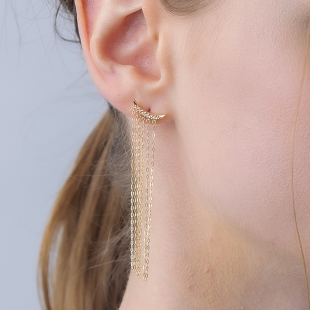 DIAMOND FRINGE PIERCED EARRINGS(2JP0973)K10 ピアス｜スター