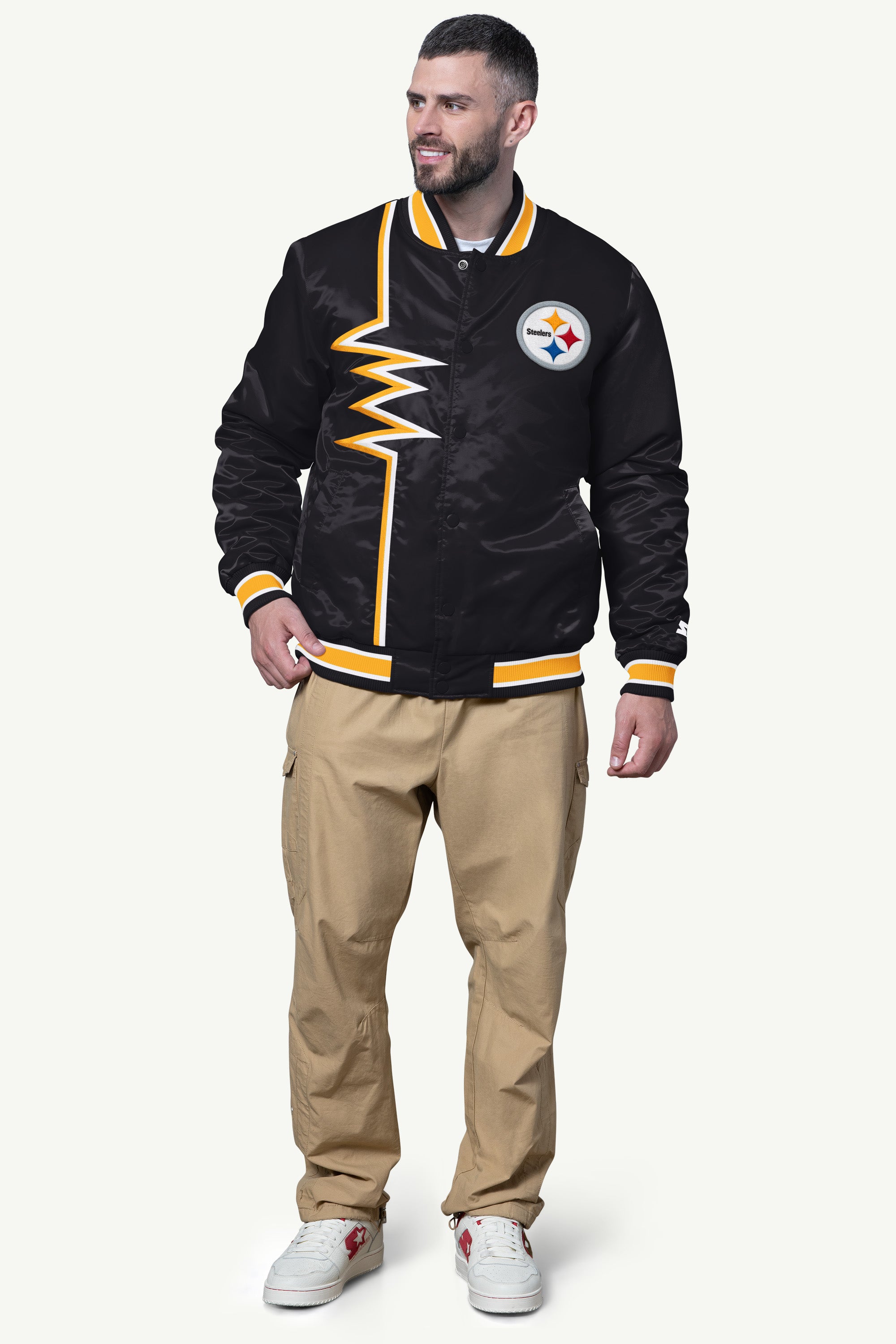 Mens Pittsburgh Steelers Shock Wave Satin Jacket | NFL | Starter