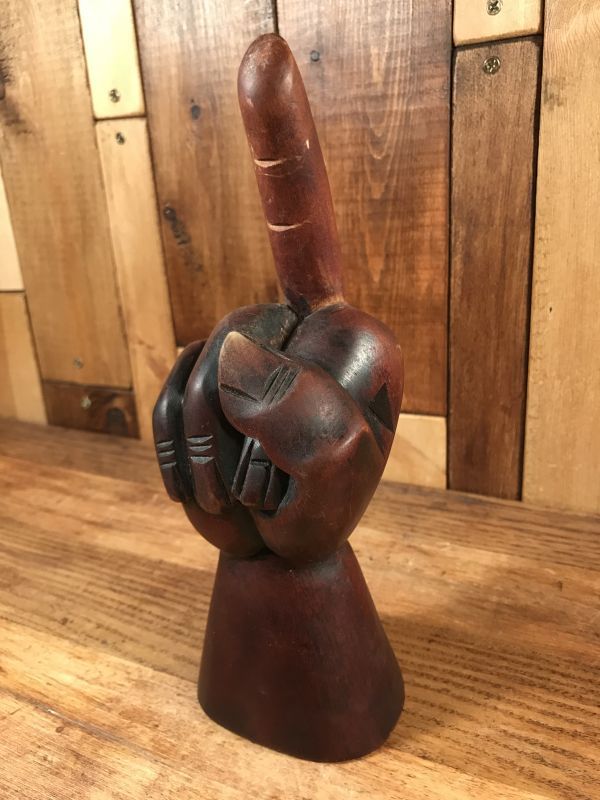 Middle Finger Fuck Sign Wooden Figurine ファックサイン ビンテージ
