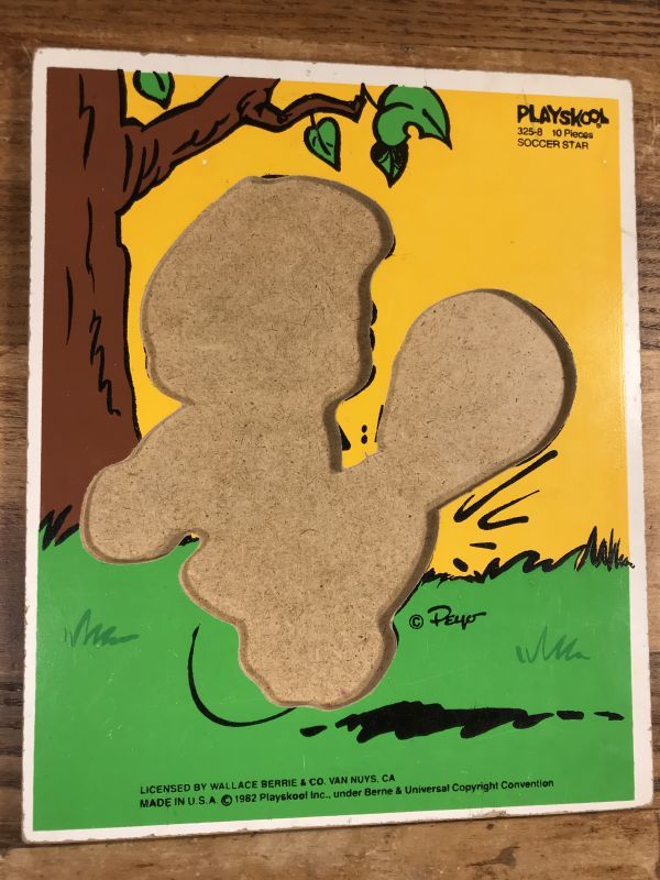 Playskool Smurf Football Wood Puzzle スマーフ ビンテージ パズル 80