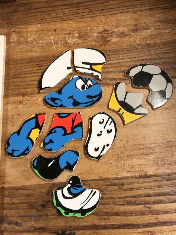 Playskool Smurf Football Wood Puzzle スマーフ ビンテージ パズル 80