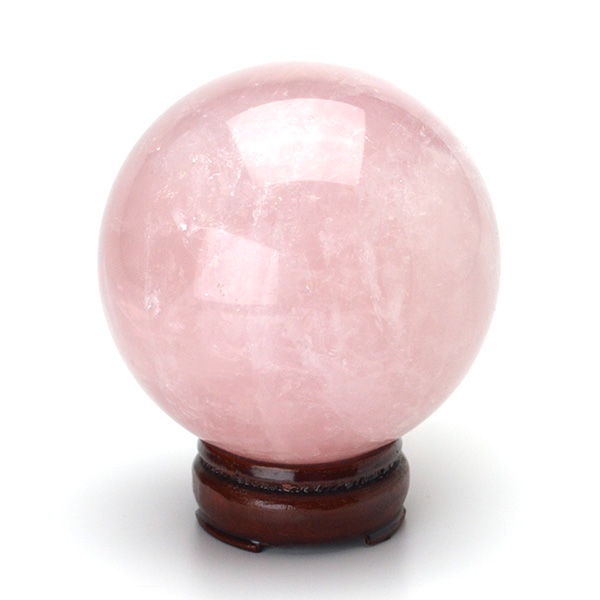 ローズクォーツ(紅水晶)丸玉スフィア - 約95mm【台座付】 | 天然石置物