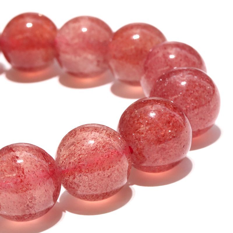 ブレス ストロベリークォーツ＜タンザニア産＞ 丸 約12.5mm 浄化 幸運
