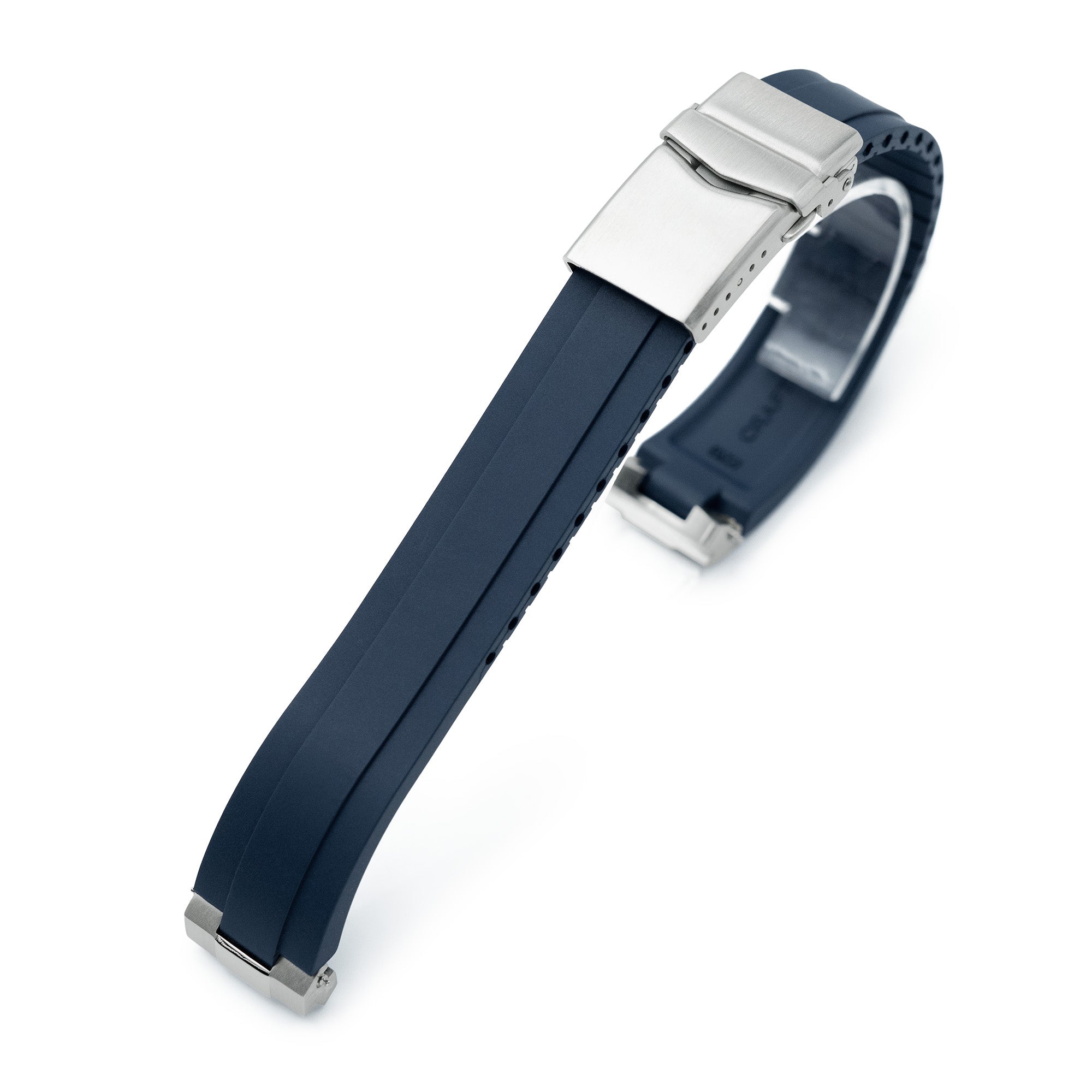 20mm Crafter Blue FKM Strap with Curved End Links For Seiko 63Mas