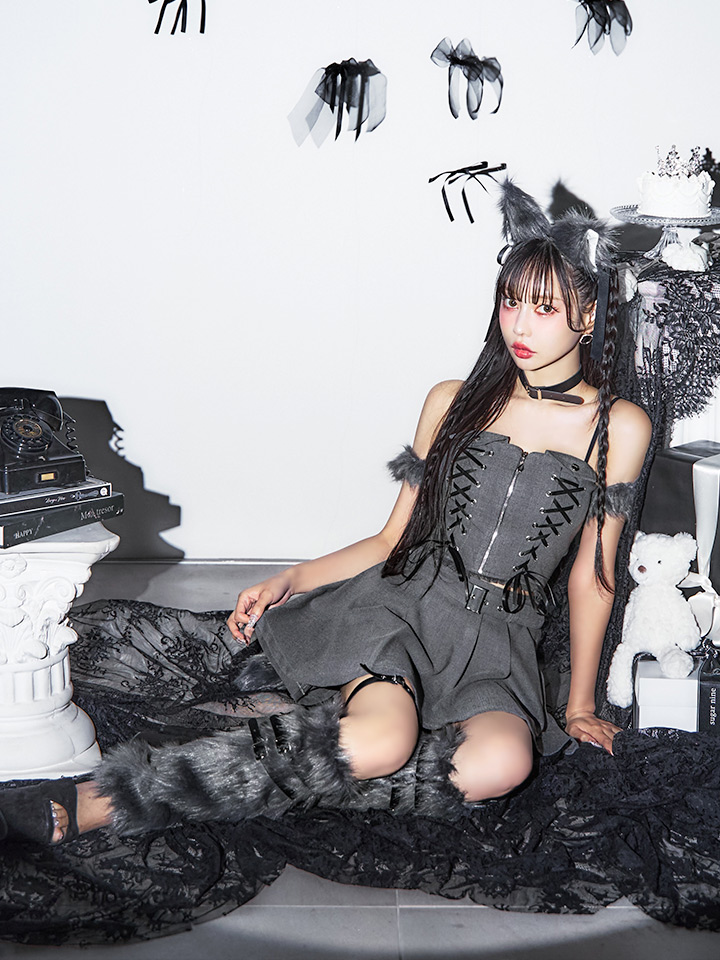 ハロウィン】レースアップオオカミセットアップ 【コスプレ8点セット