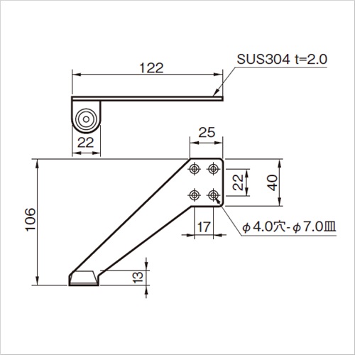 スギカウ / SUS上枠付戸当り 右