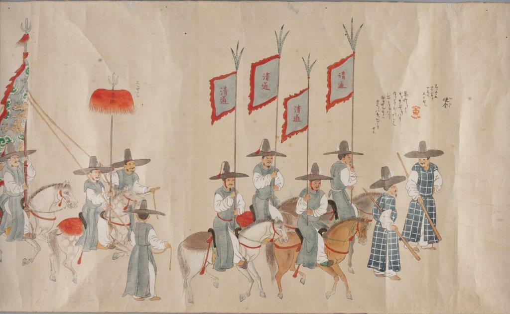 大英博物館（英国）所蔵「朝鮮通信使絵巻」他、日本画2点の修復