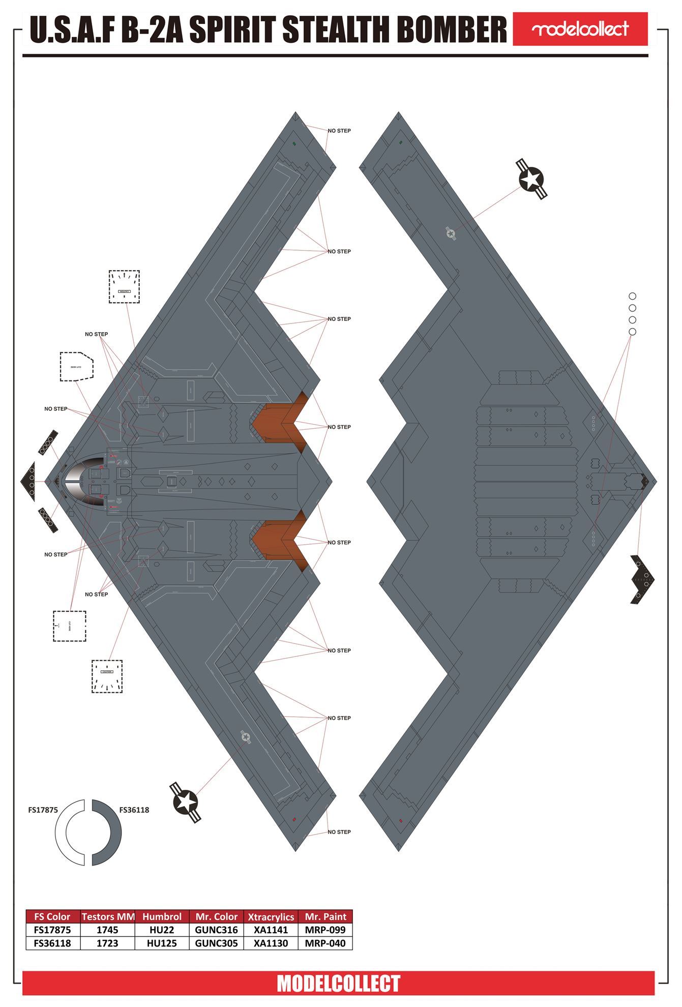 USAF B-2A Spirit Stealth Bomber With AGM-158 Missile Model Collect