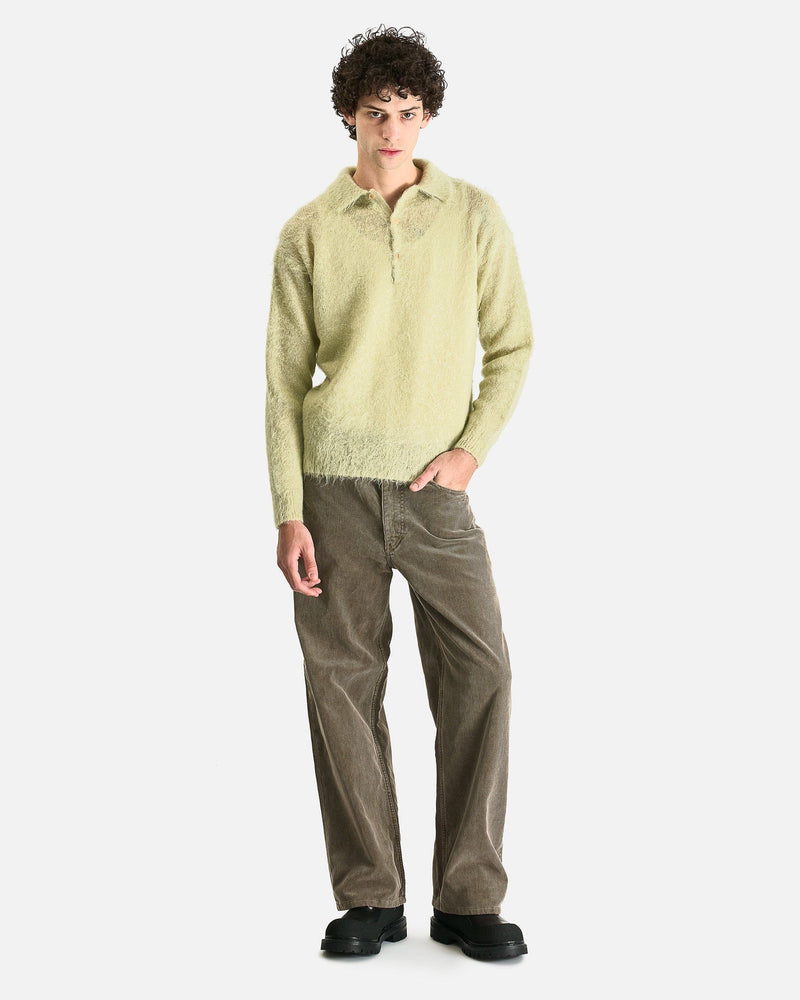 Brushed Super Kid Mohair Knit Polo in Light Khaki – SVRN