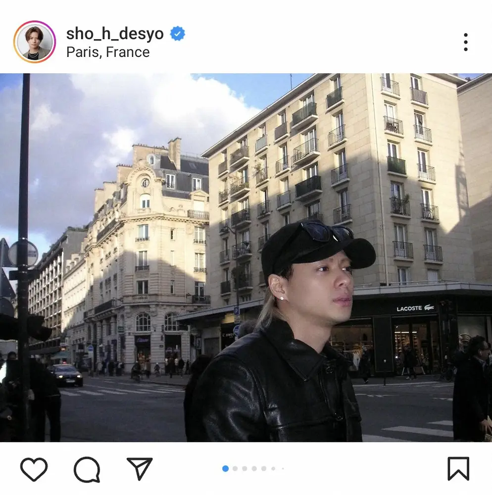 平野紫耀 ブラックコーデでのパリ訪問ショット披露に「絵になる 素敵