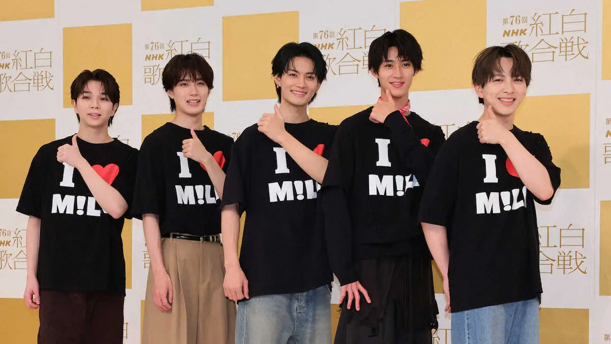 M！LKの（左から）塩崎太智、山中柔太朗、佐野勇斗、曽野舜太、吉田仁