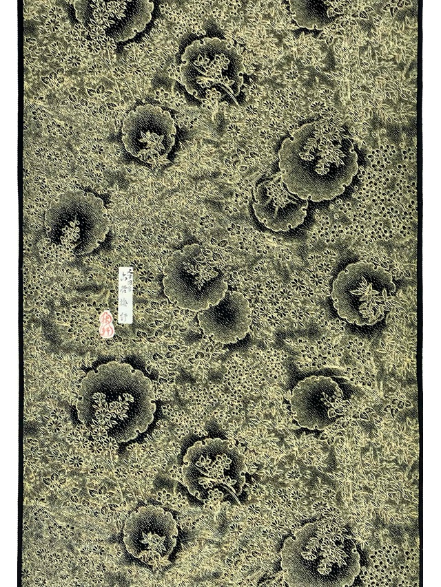 伊勢型小紋 六谷梅軒 雪輪草花紋 常盤染 和服・和装小物の通販・お洒落