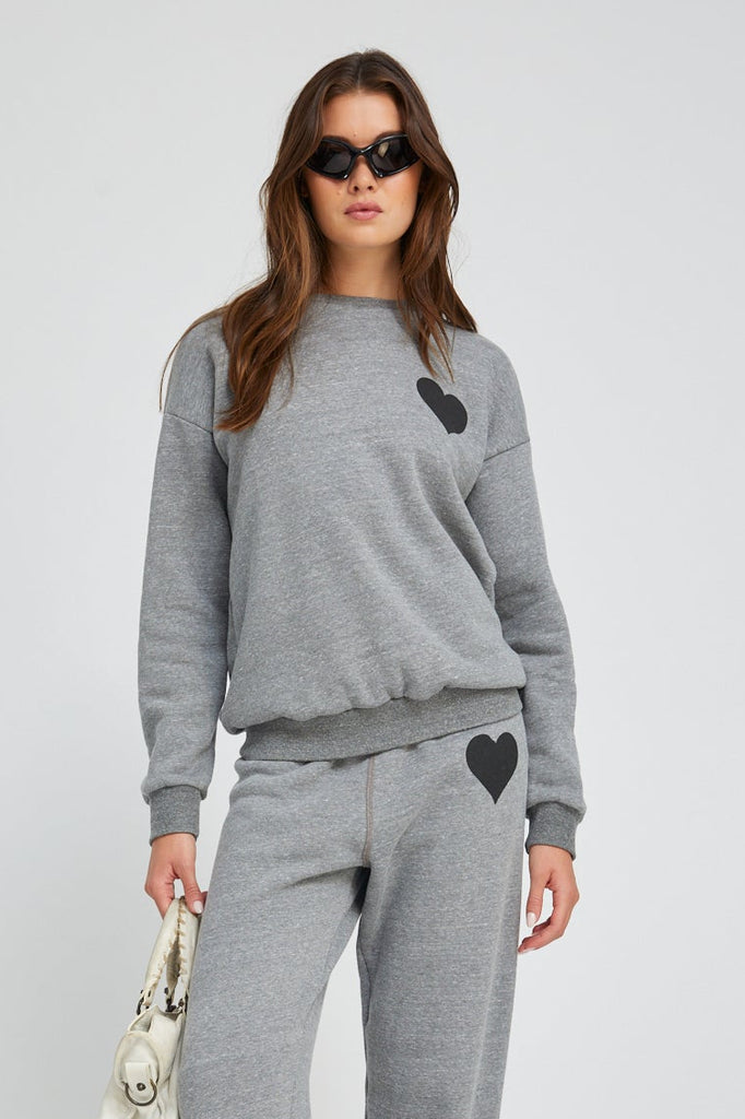 HEART SWEATSHIRT HEATHER GREY/ BLACK – SPRWMN