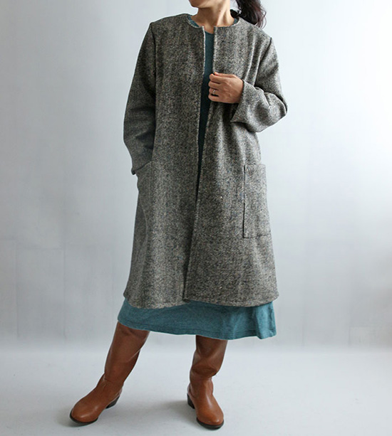 実物大型紙【No.656】ノーカラースタンダードコート(SML・2L) [M便 1/3