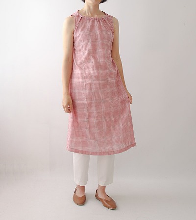 寸法図【NO.47】衿ぐりギャザーノースリーブワンピース [M便 0/1]の