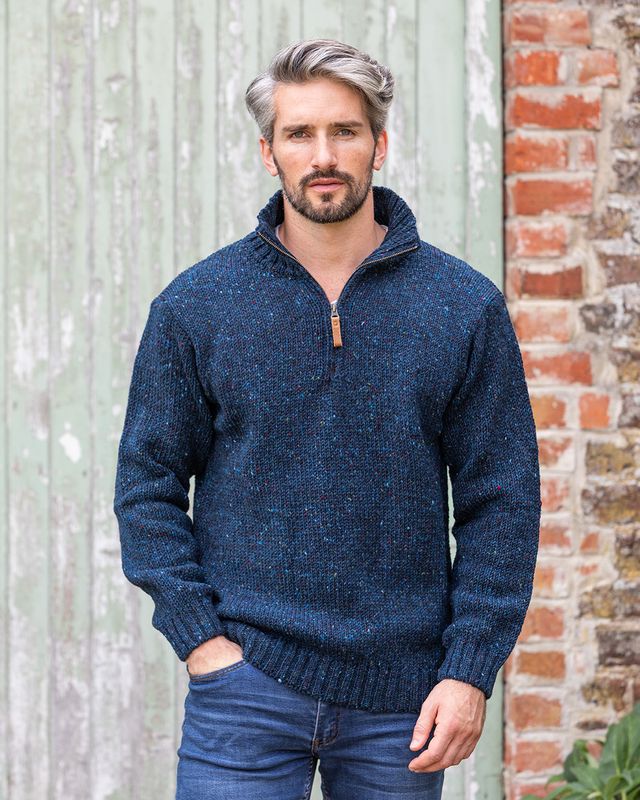 Donegal Wool Half Zip Sweater - Graphite