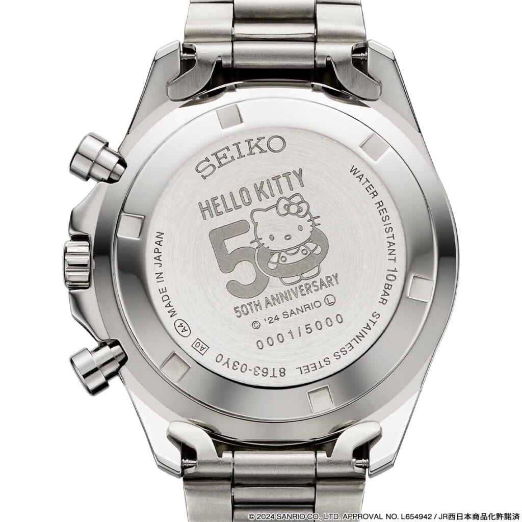 ハローキティ50周年記念【セイコー、クロノグラフモデル】文字盤に