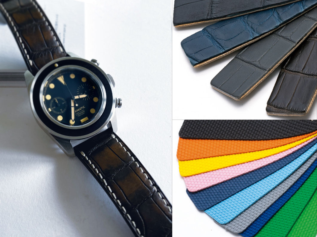 ジャンルソー アリゲーター 竹斑 裏材ラバー 時計ベルト オーダー