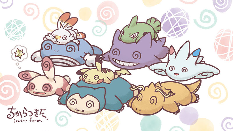 ちからつきてしまったポケモンたちのようすをかわいく描いたグッズが