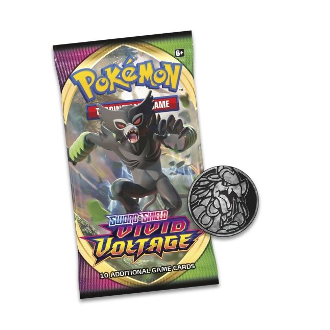 Pokémon TCG: Sword & Shield-Vivid Voltage 3 Booster Packs, Coin