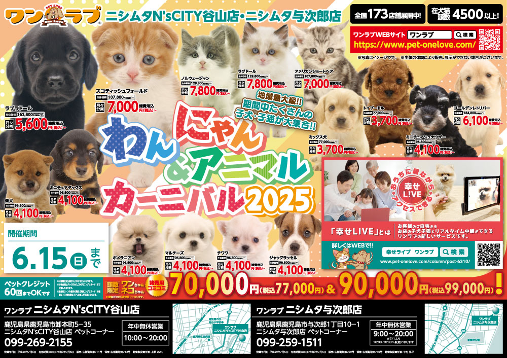 わんにゃん&アニマルカーニバル開催！】鹿児島県 ワンラブ ニシムタ