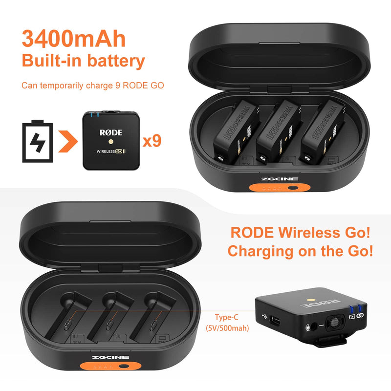ZGCINE ZG-R30 Charging Box for Rode Wireless GO Mic, Fast Charging