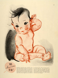 1936 Print Lucile Patterson Marsh Adorable Child Naked Baby Two