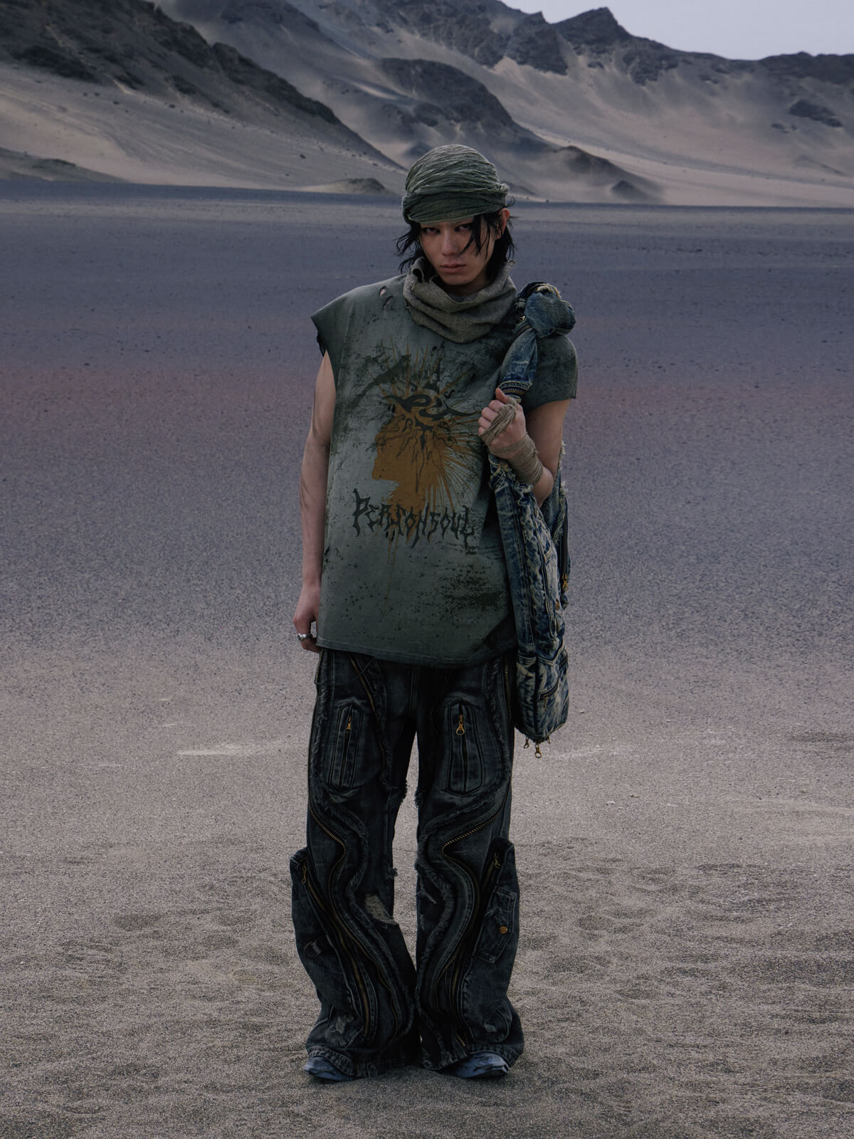 Personsoul Dirty Ripped Denim Baggy Jeans - personsoul