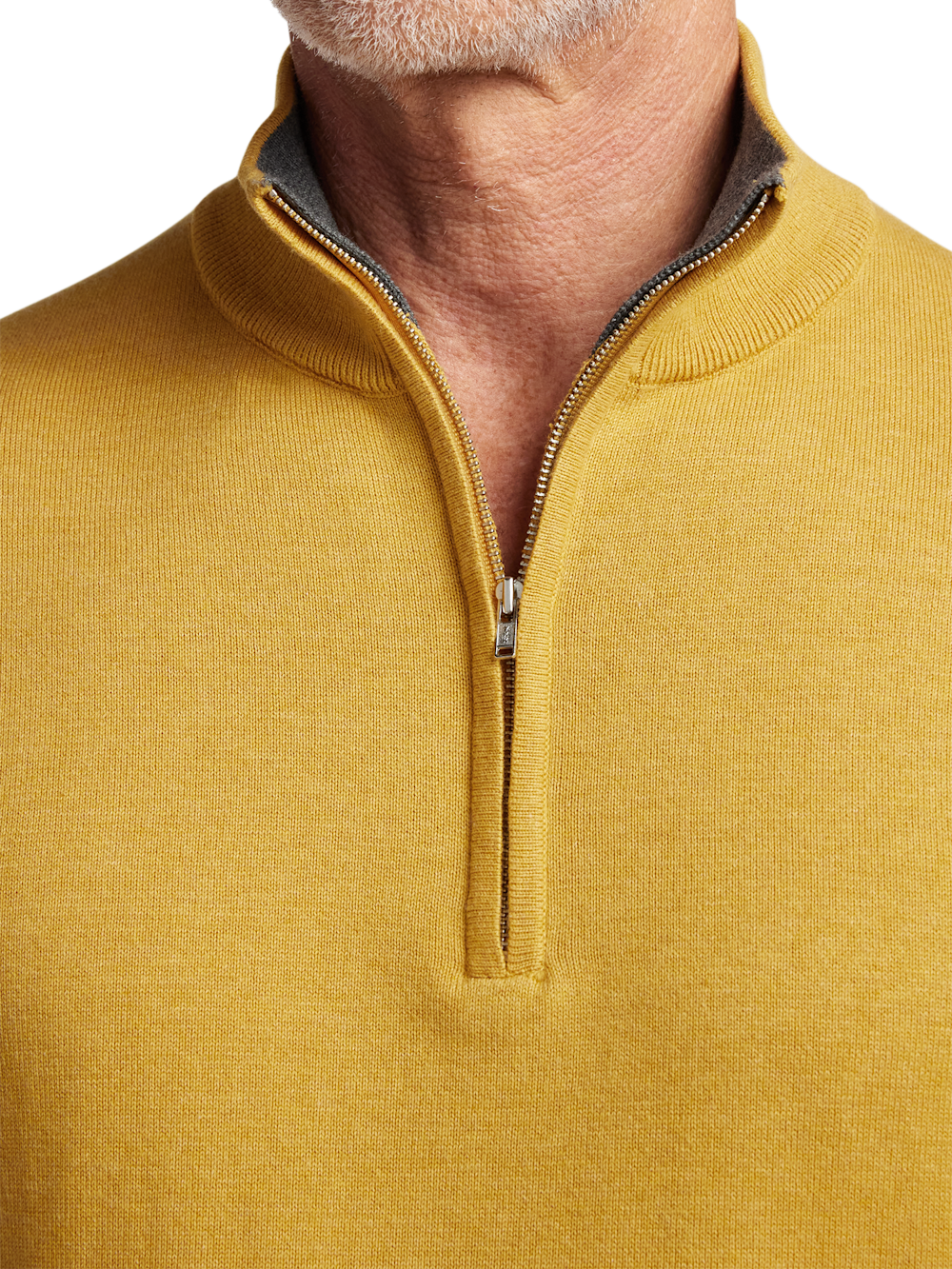 Supima Cotton Quarter Zip Mock Neck Sweater - Mustard – Paul Fredrick