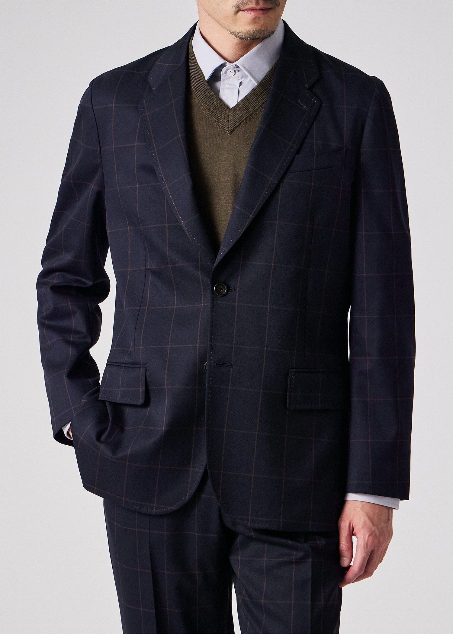 ウィンドウペーン シングル2Bジャケット（ネイビー） ｜ポール・スミス