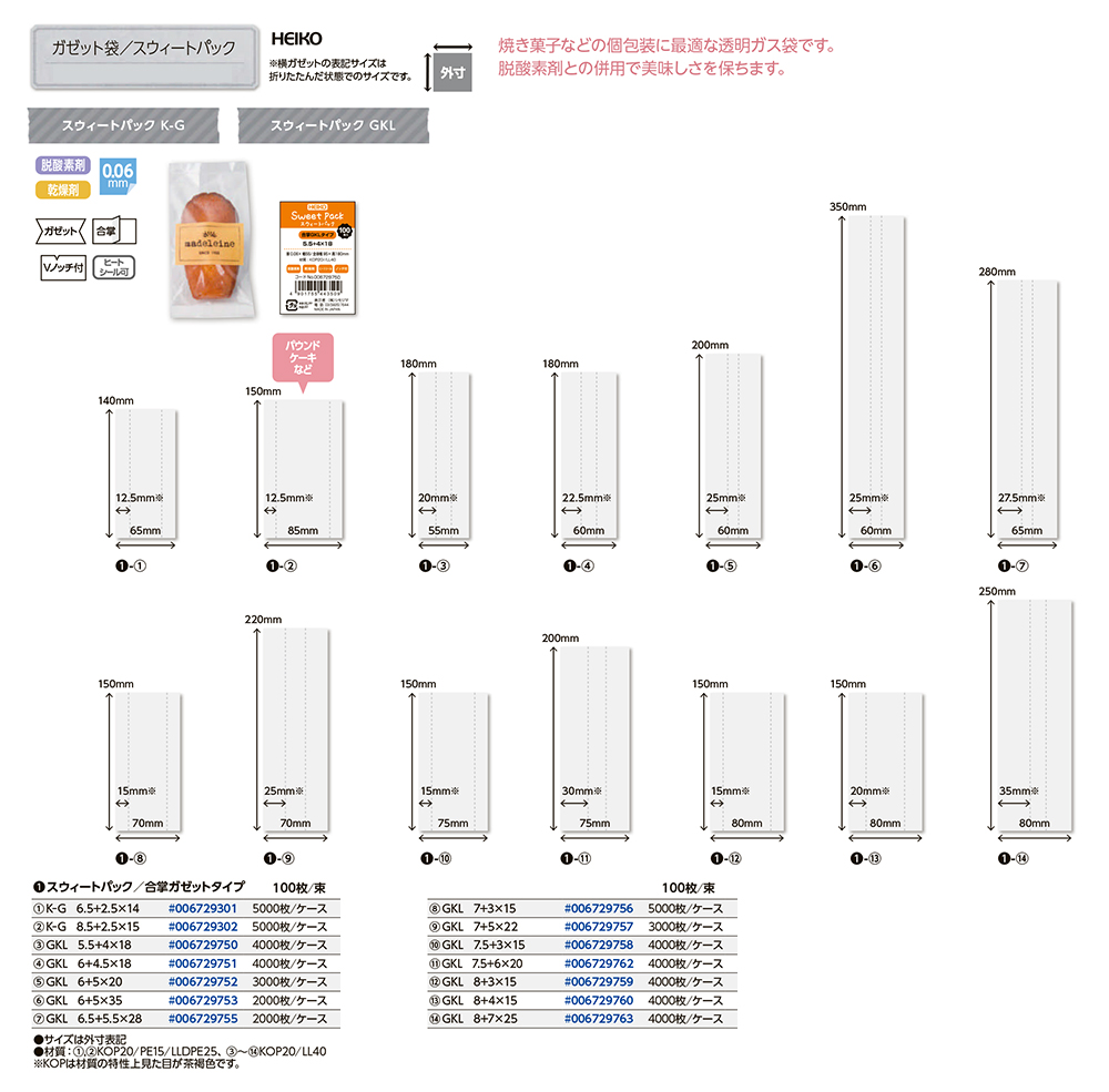 スウィートパックK-G・GKL - 包装資材・食品容器のパックウェブ.ビズ