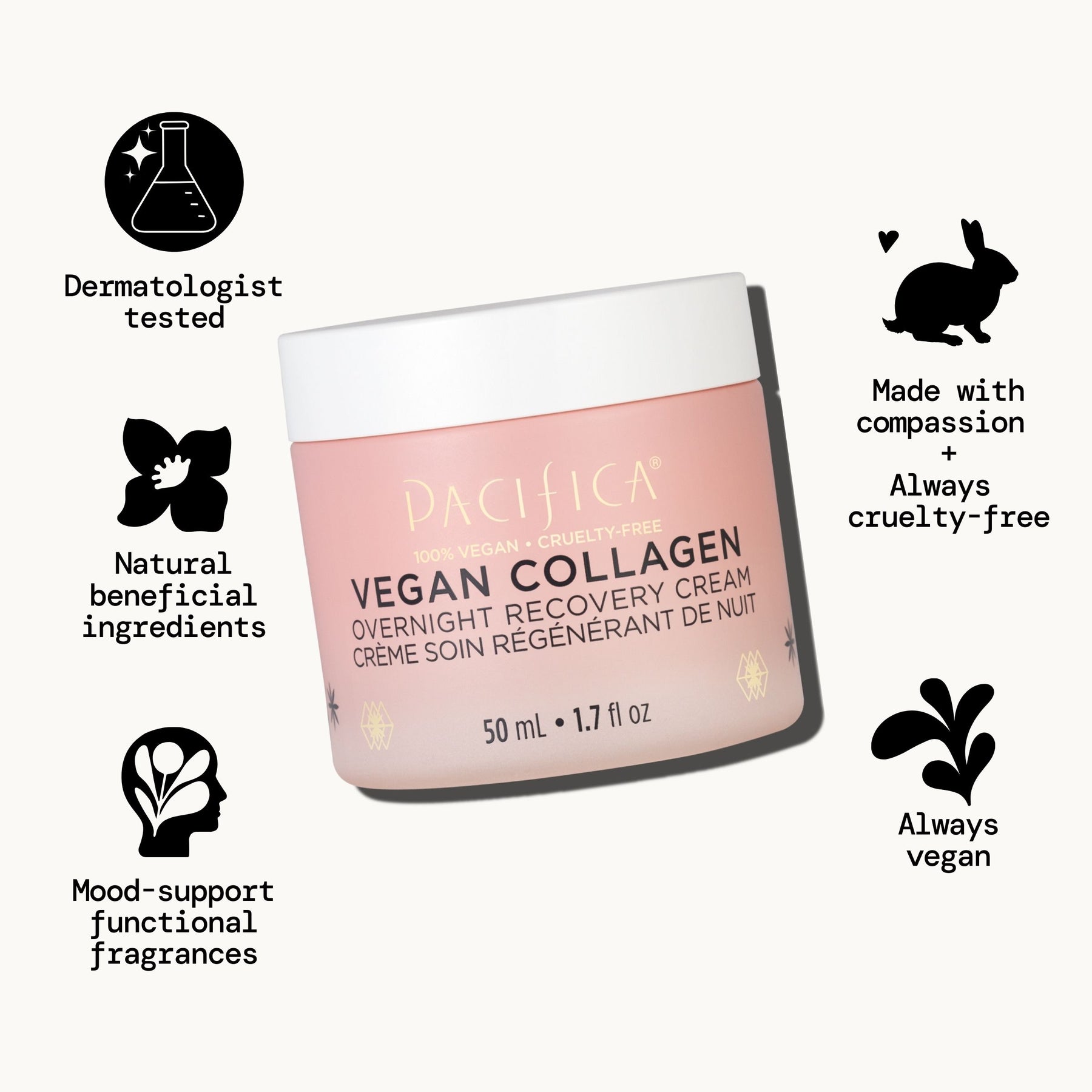 Vegan Collagen Overnight Recovery Cream by Pacifica Beauty