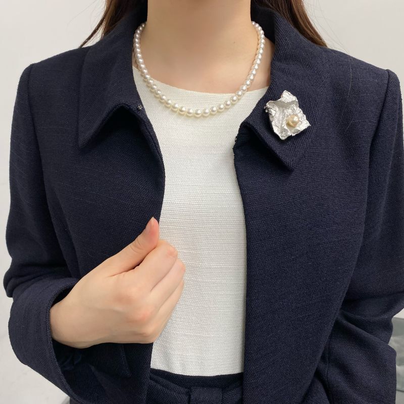 アコヤ真珠 パールブローチ 9-9.5mm クリームカラー SV製