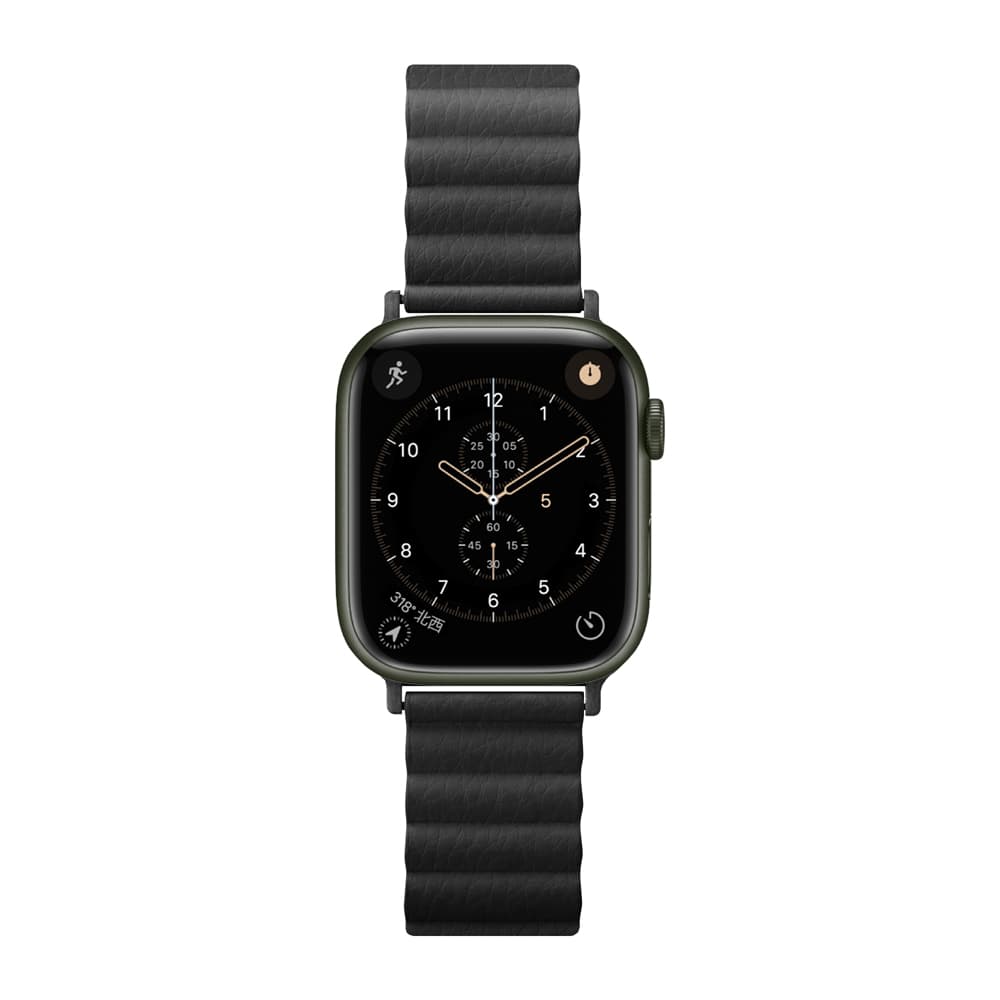 Apple Watch 42/41/40/38mm用 PUレザーマグネットバンド [ブラック