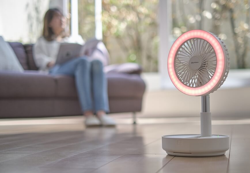 折り畳み式コードレス扇風機｜ファイテン 健光浴ファン｜製品情報