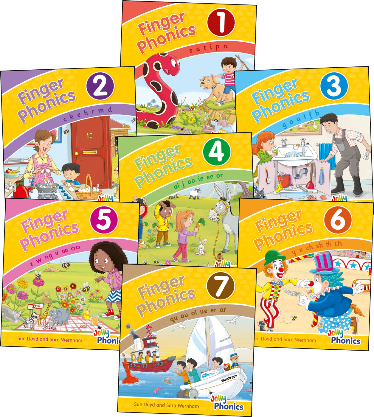 Finger Phonics (Set of Books 1-7) hardbooks - Phonics Club