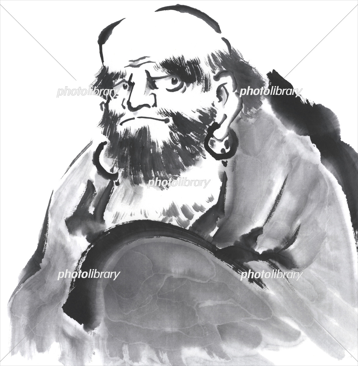 禅の始祖 達磨 墨絵イラスト イラスト素材 [6910417] - フォトライブラリー