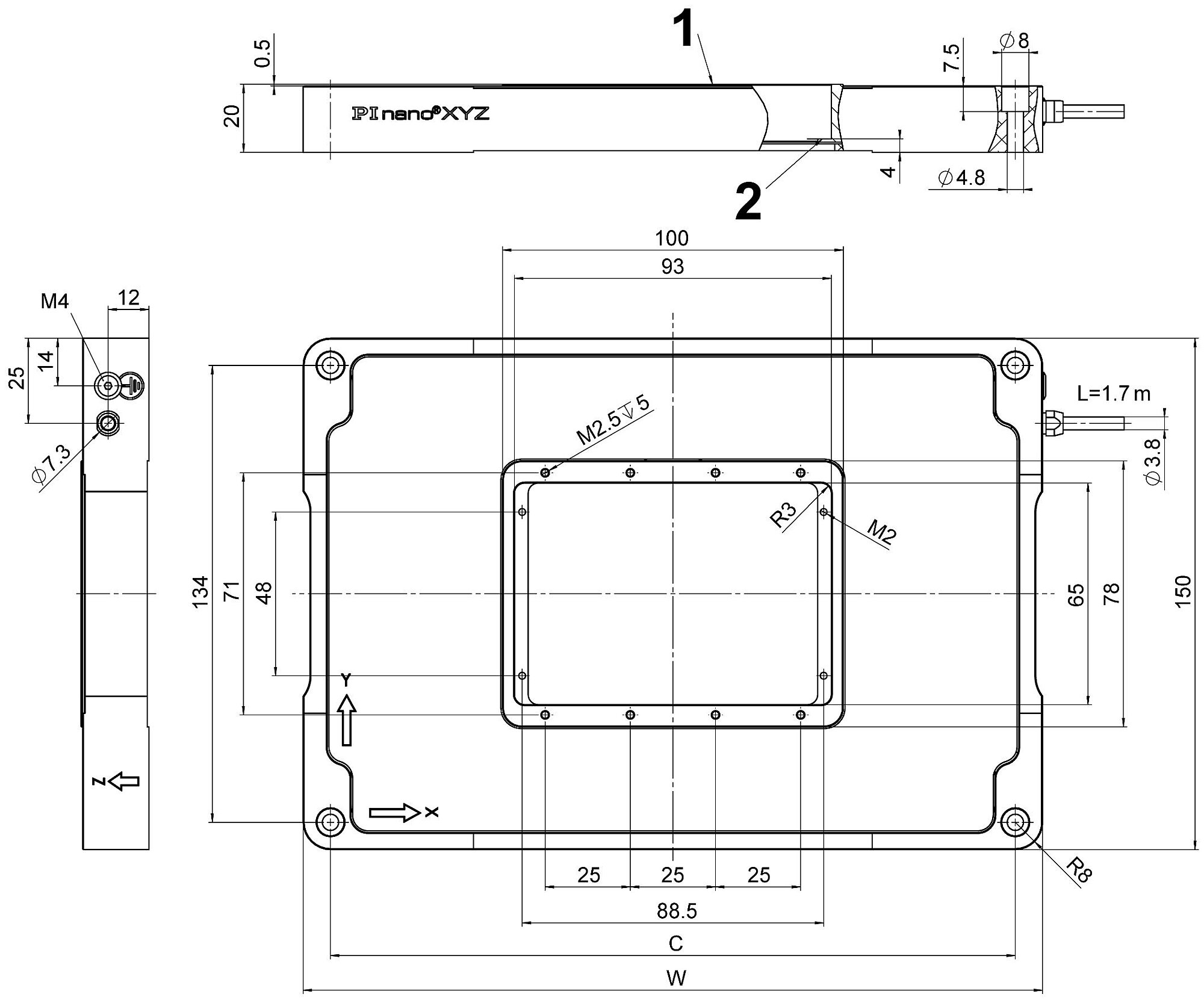 P-545.xC8S PInano® Cap XY(Z) Piezo System