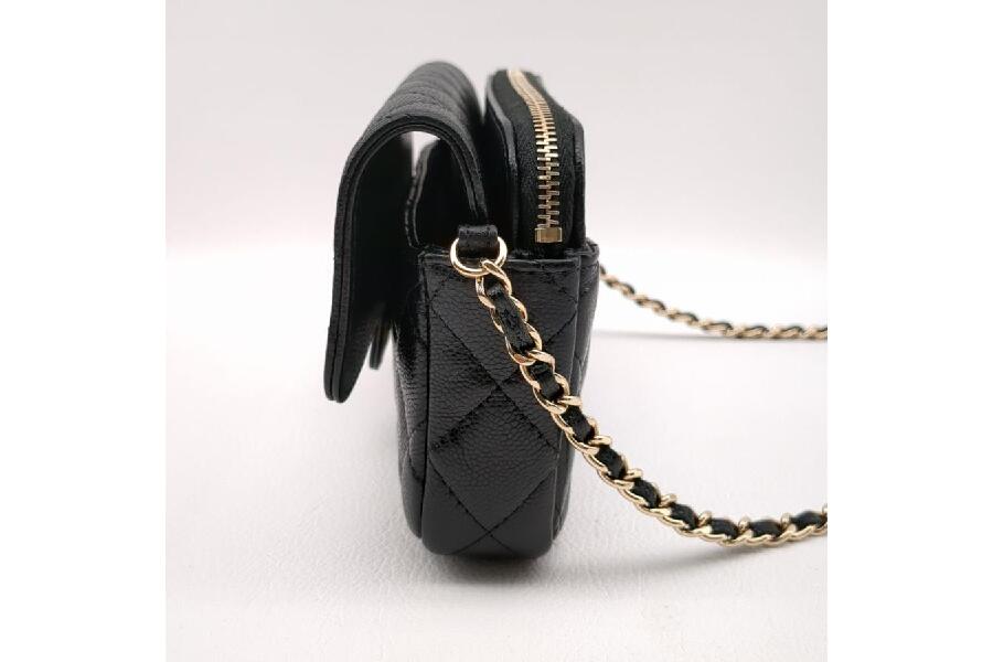 シャネル ショルダーバッグ AP2096 マトラッセ ブラック キャビア