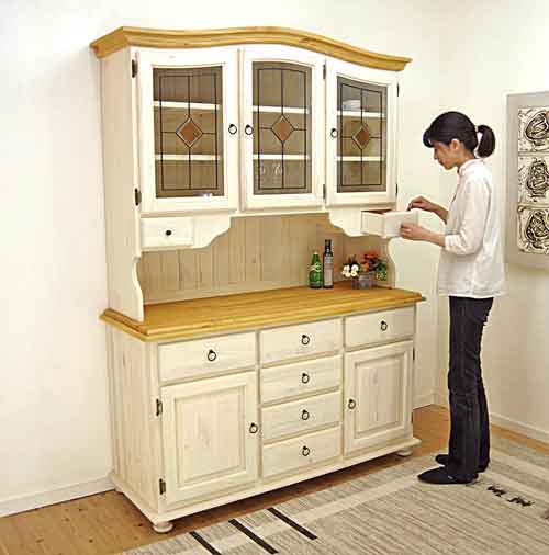 フレンチカントリー食器棚｜アトランタ｜陶器取手｜