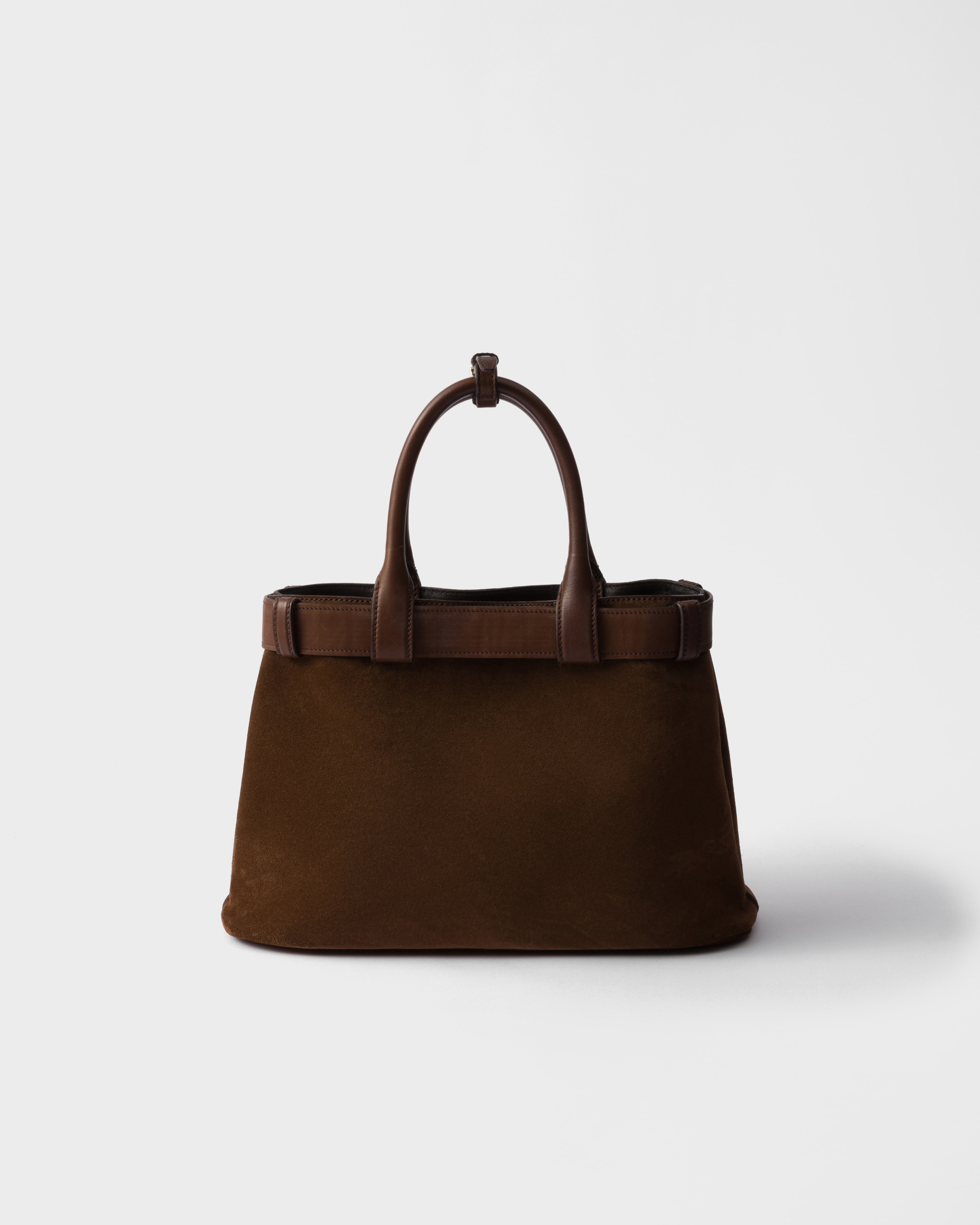 ココアブラウン プラダ バックル スエード ミディアムバッグ | PRADA