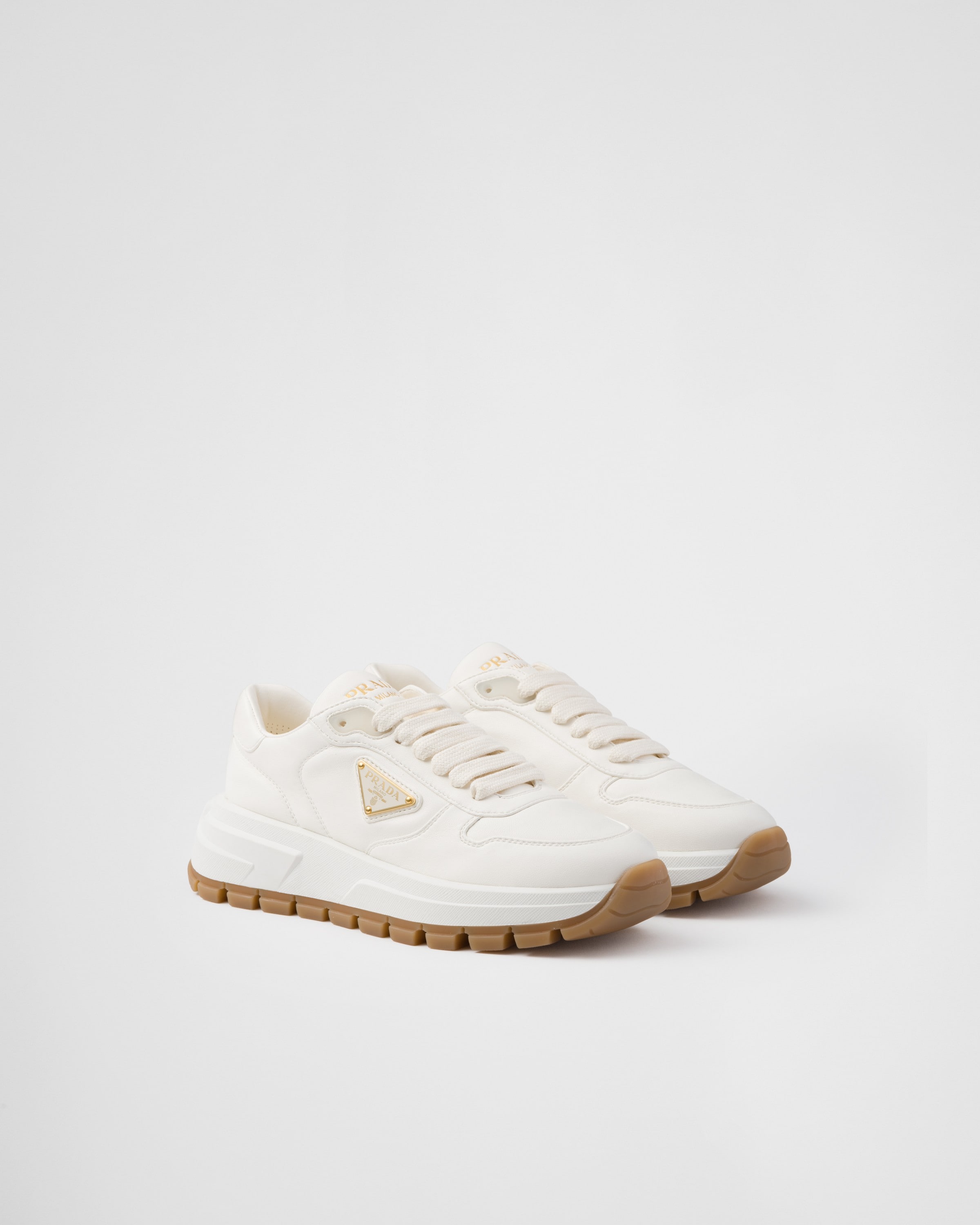Ivory Prax 01 Leather Sneakers | PRADA