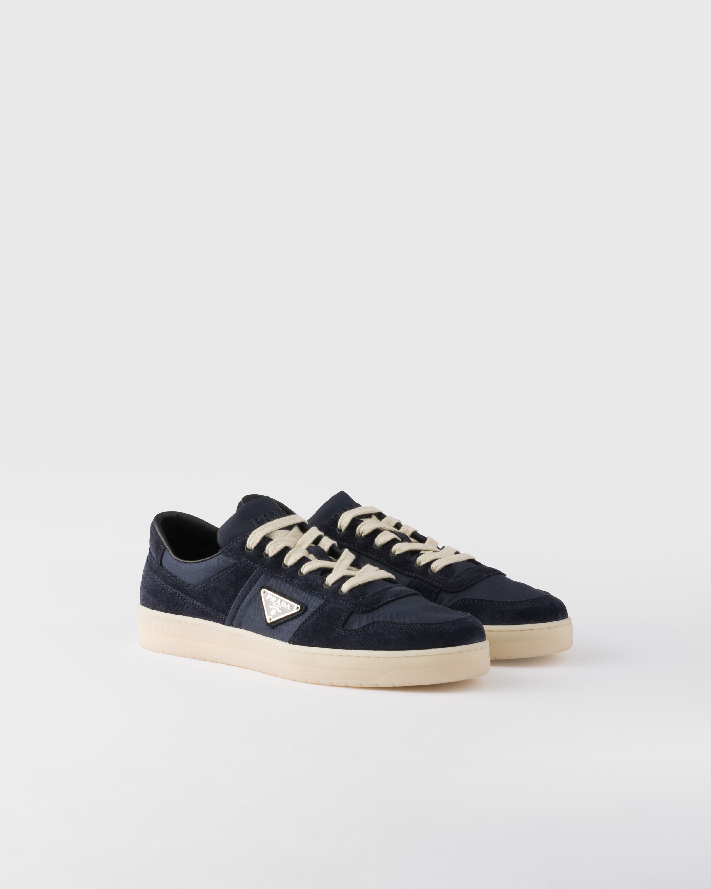 Navy Downtown Re-nylon And Suede Sneakers | PRADA